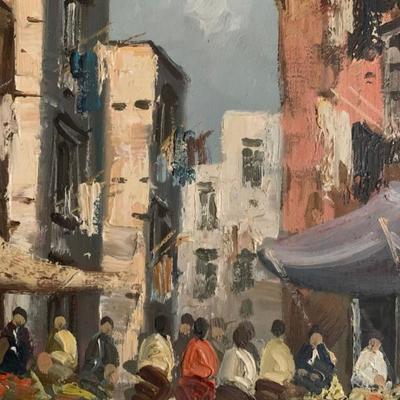 Ugo Maresca, Market Scene, Oil on Canvas, 1 of 2
