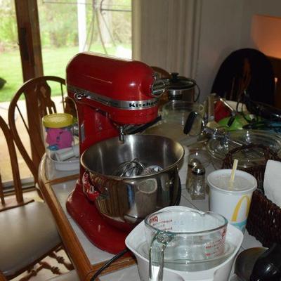 Kitchen-Aid Mixmaster, Kitchen  Items, Table, & Chairs