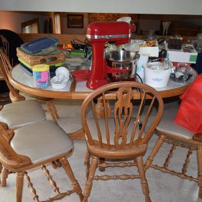 Kitchen Table, Chairs, Kitchen-Aid Mixmater, & Kitchen Items