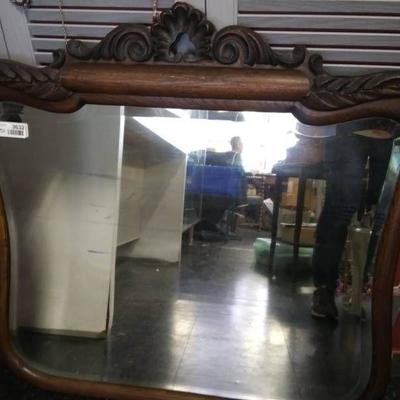 Victorian Oak Carved Mirror