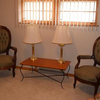 Vintage Chairs, Lamps, & Side Table