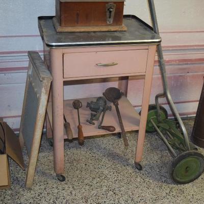 Vintage Cabinet, Tools, & Lawn Items