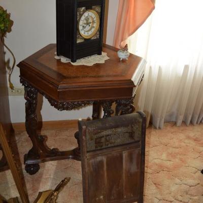 age Side Table, Washboard, Clock