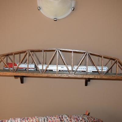 Model Train on Bridge