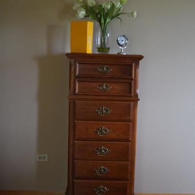 Jewelry Armoire, Clock, & Floral Artificial Piece