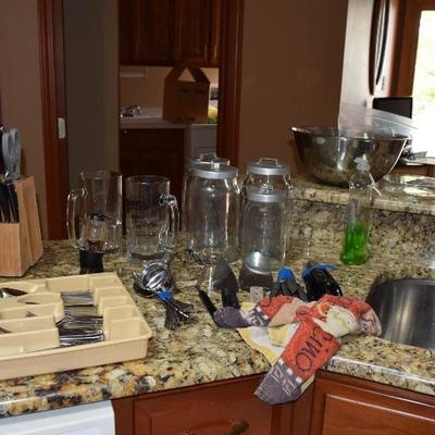 Silverware, Utensils, Glass Jars, Kitchen Items