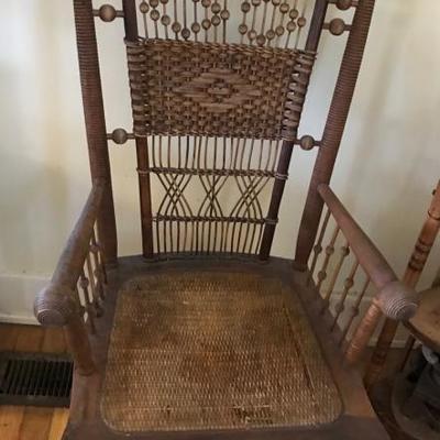 Antique Victorian wicker chair $105 
18. X 16 X 42