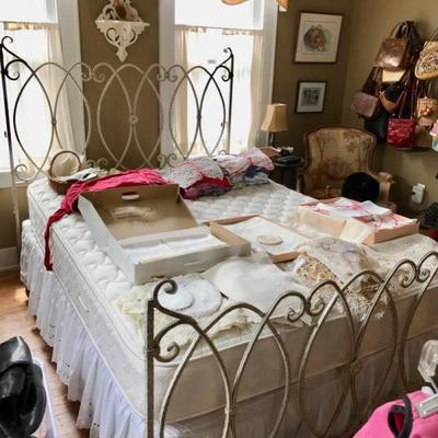 Metal double bed with box spring and mattress $295