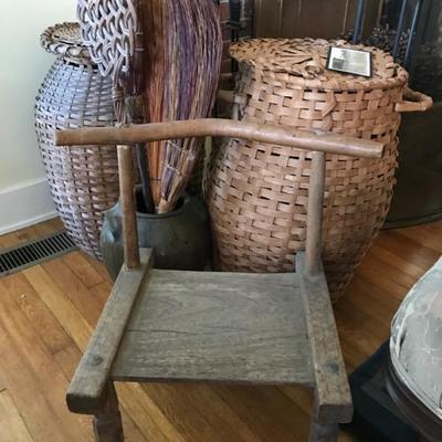 Antique primitive child's chair $120
17 X 16 X 22