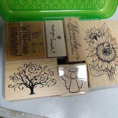 Box of rubber stamps