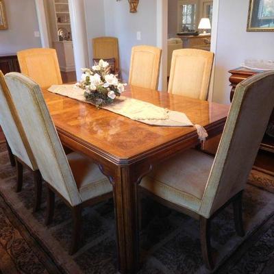 Inlaid Dining Table w/ 8 Chairs