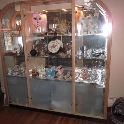 Lighted China Cabinet with contents 