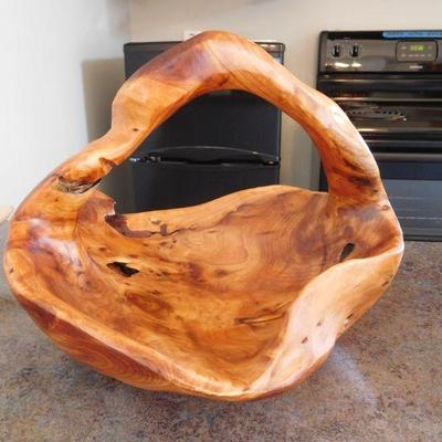 Hand Carved Wooden Basket