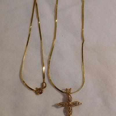 14 k Chain & 10 k Cross Necklace