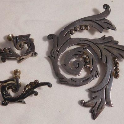 Maricela Sterling Brooch and Earrings