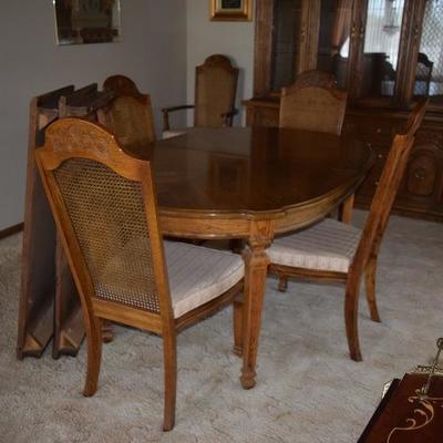 Dining Table, 6 Chairs, 2 Leaves, China Cabinet