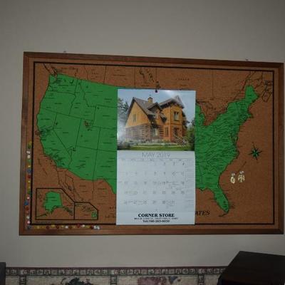 US Map Bulletin Board & Calendar