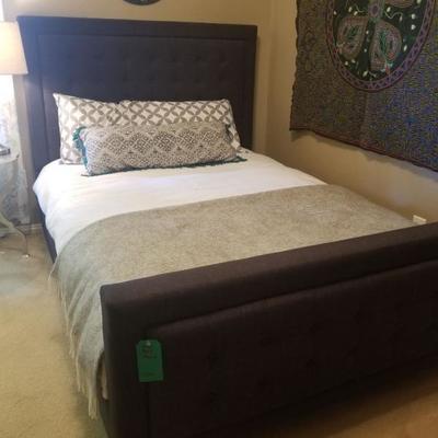Bed frame, full size, mattress, wall mirror 