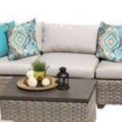 Monterey Patio Wicker Sofa, Beige MSRP $899.99 Ac ...