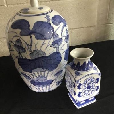 Asian Ceramic Ginger Jar and Vase