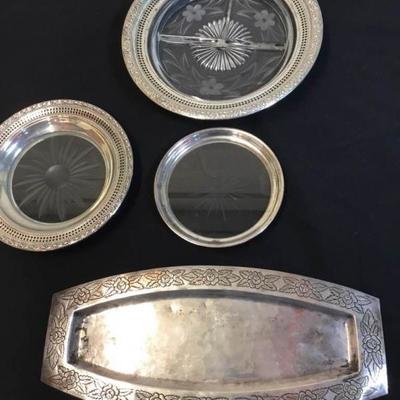 Sterling and Cut Glass Serving Trays