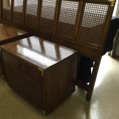 Drexel Headboard and 2 Bedside Tables