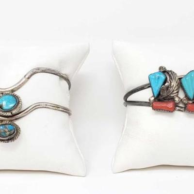 #214: Three Sterling Silver and Turquoise Bracelets, 31.9g
Combined weigh approx 31.9g
