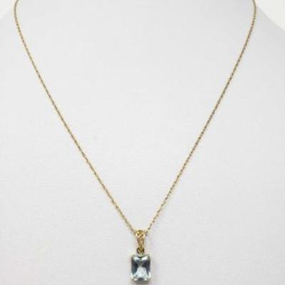 #95: 14k Gold Necklace with Semi-Precious Stone Pendent, 1.8g
Weighs approx 1.8g, Chain measures approx 18