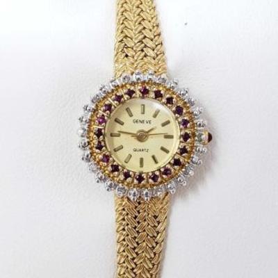#43: Geneve Watch with Rubies and Diamonds Around Face
Geneve Watch with Rubies and Diamonds Around Face 43A