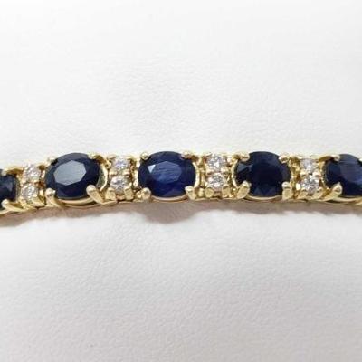 #19: 14k Gold Diamond and Sapphire Bracelet, 21.7g
Weighs approx 21.7g, measures approx 7