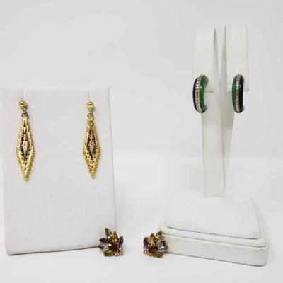 #88: Two .925 Sterling Silver Earrings and Pin Set 15.9g
Two earring pairs and two jeweled pins, each .925 sterling silver and all...