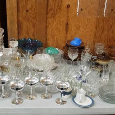 #1216: Assorted Glassware- Coffee Mugs, Plates, Decanters, Bowls, Vases and More
Assorted Glassware- Coffee Mugs, Plates, Decanters,...