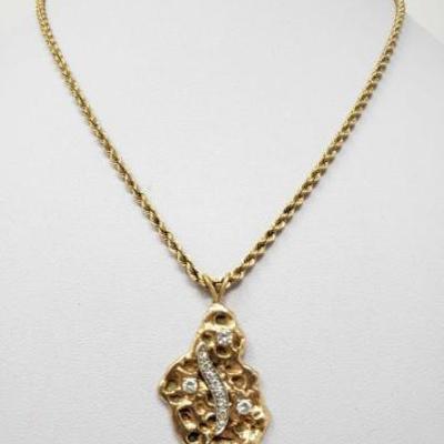 #102: 14k Gold Necklace with Diamonds, 19.1g
Weighs approx 19.1g, measures approx 17
