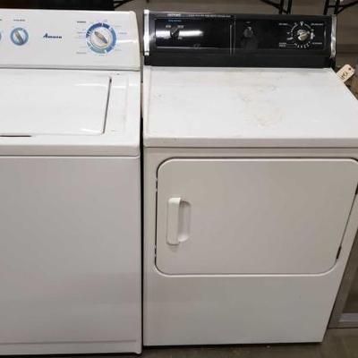 #1531: Amana Washer and Hotpoint Gas Dryer
Amana Washer Model NTW4600VQ1 and Hotpoint Gas Dryer Model DLL3680SBLWH
