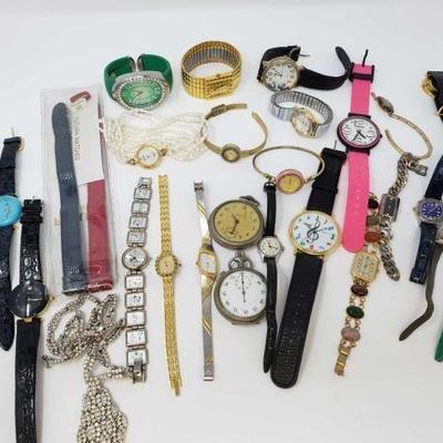 #220: Assorted Watches, Stopwatches and a Necklace
Brands include Geneve, Timex, Kenneth Jay Lane, Futra, Fidelity, Elfin and More