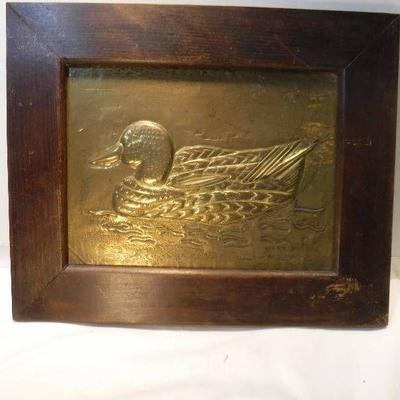 Gold wood framed duck picture