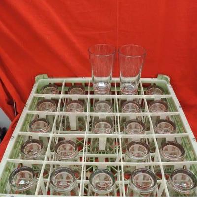 25 Clear Restaurant Glasses - Holder is Separate