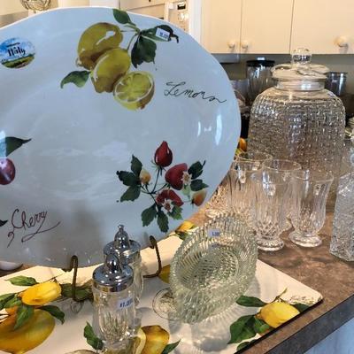 Fruity platter & Tray, glassware