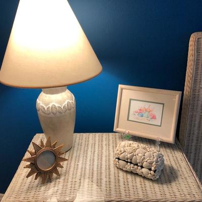 Shell box, sun frame, coastal art, ceramic lamp