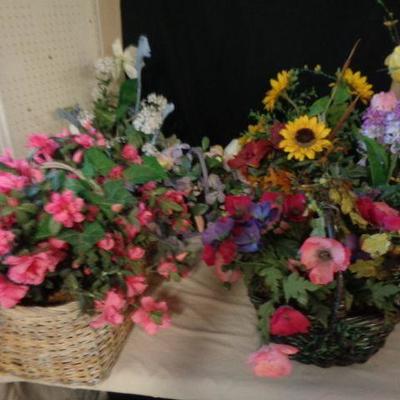 Fake Flowers in baskets or pots