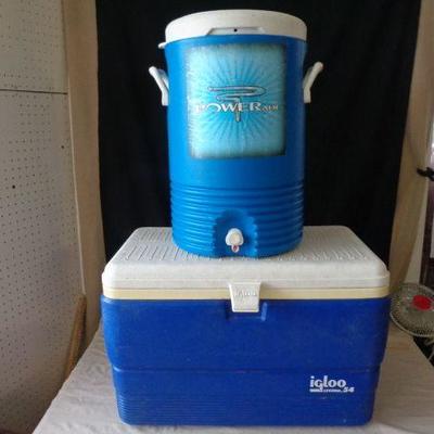 Igloo Cooler and Powerade Water Jug