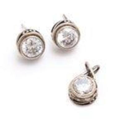 Silpada Sterling Silver Cubic Zirconia Earrings and Pendant
