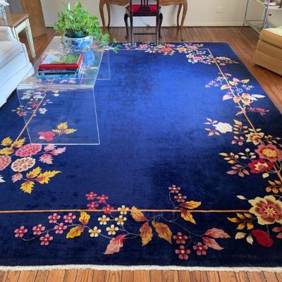 Antique Art Deco Chinese rug--wool, hand knotted, 10 x 13