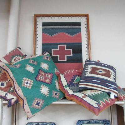 Southwest pillows and framed textile