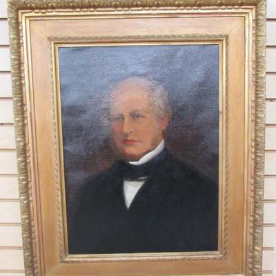 19th C. Gentleman Portrait on Canvas