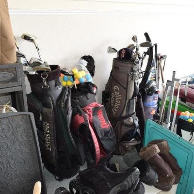 Golf Clubs, Golf Bags, Outdoor Boots