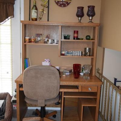 Desk W/Shelves, Office Chair, Home Decor