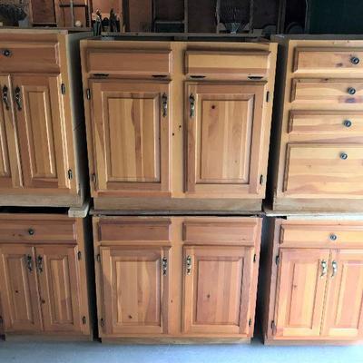 8 pine cabinets/1double oven/1 dishwasher/1 stainless double sink