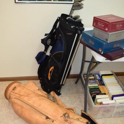 Golf Bags, Clubs, Board Games, VHS Tapes, Art