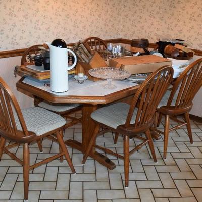 Table, 6 Chairs, Kitchen Items